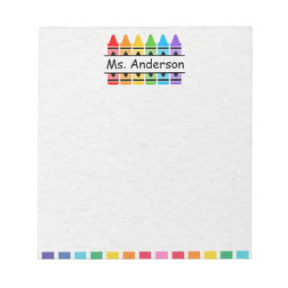 Personalized Cute Crayon Teacher's Notepad Notizblock