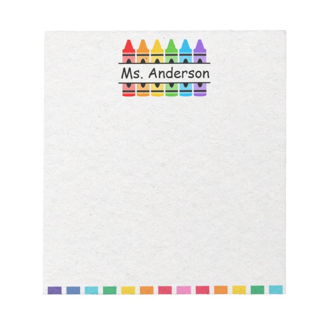 Personalized Cute Crayon Teacher's Notepad Notizblock (Vorderseite)