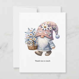 Personalized Cute Daisy Flower Gnome Thank you Mitteilungskarte