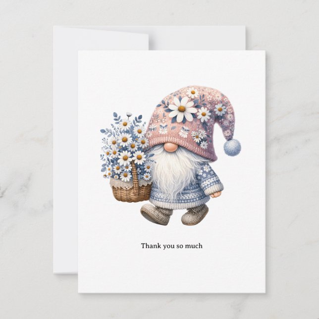 Personalized Cute Daisy Flower Gnome Thank you  Mitteilungskarte (Vorderseite)