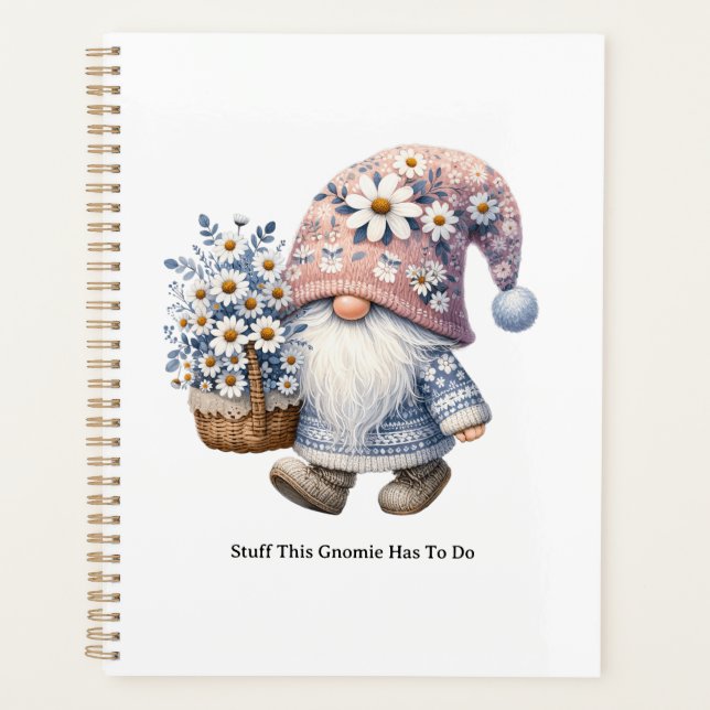 Personalized Cute Daisy Flower Gnome Women's Planer (Vorderseite)