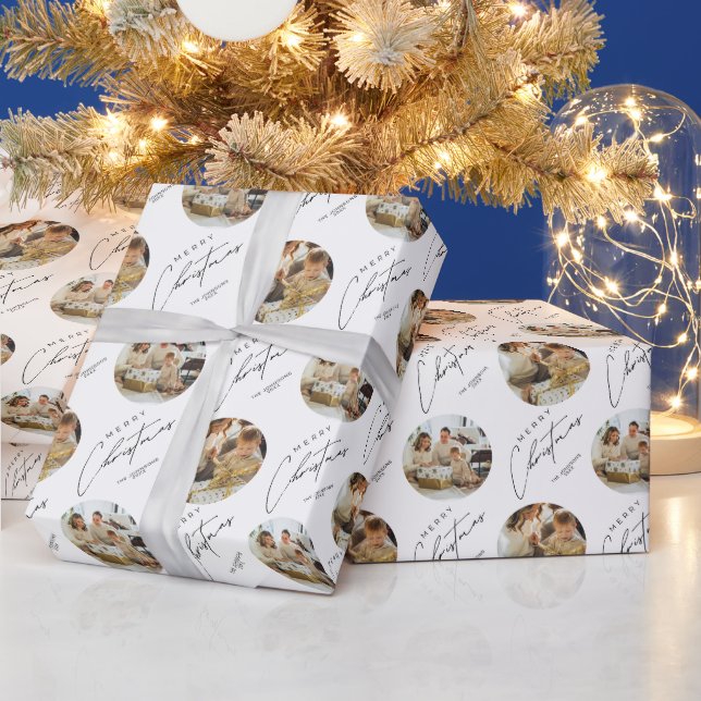 Personalized Cute Elegant Family Photo Christmas Geschenkpapier (Feiertage)