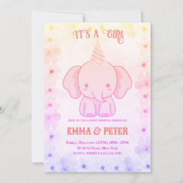 Personalized Cute Elephant Pink Baby Shower Einladung