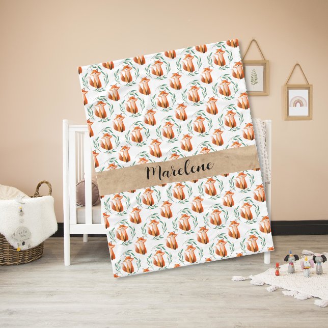 Personalized Cute Fox baby blanket keepsake Fleecedecke (Von Creator hochgeladen)