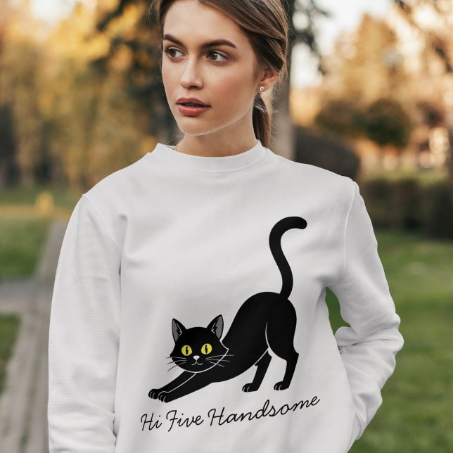Personalized Cute Funny Black Cat Pet Lovers Ash Sweatshirt (Von Creator hochgeladen)