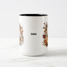 Personalized Cute Ghost and Black Cat Autumn Mug Zweifarbige Tasse