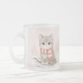 Personalized Cute Kitten Winter Mug Mattglastasse