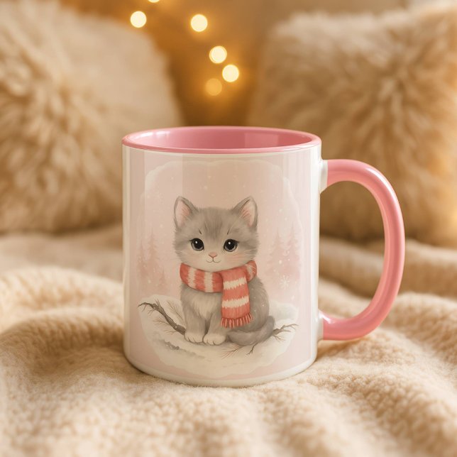 Personalized Cute Kitten Winter Mug Tasse (Von Creator hochgeladen)