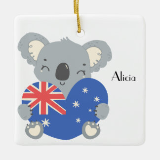 Personalized Cute Koala Australian Christmas Keramikornament