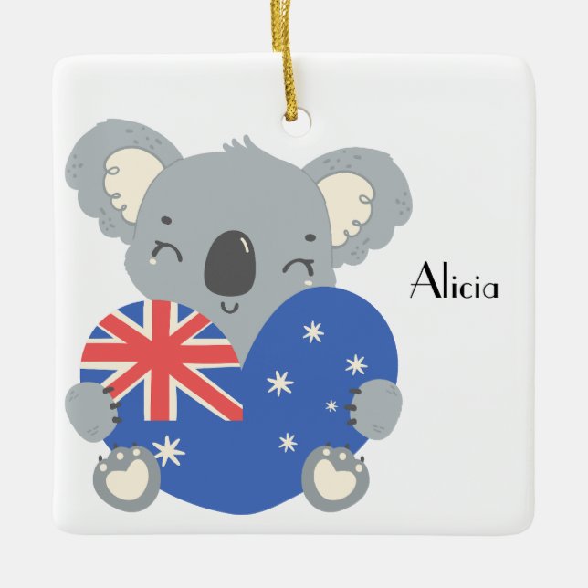 Personalized Cute Koala Australian Christmas Keramikornament (Vorderseite)