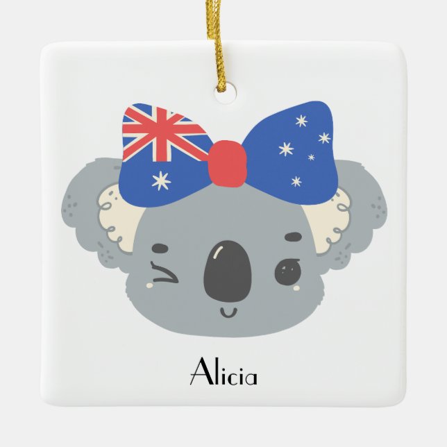 Personalized Cute Koala Baby's 1st Christmas Keramikornament (Vorderseite)