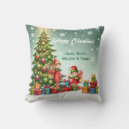 Personalized Cute Little Elf Christmas Photo Kissen
