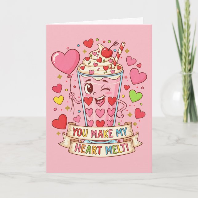 Personalized Cute Love Milkshake Valentine Karte (Vorderseite)