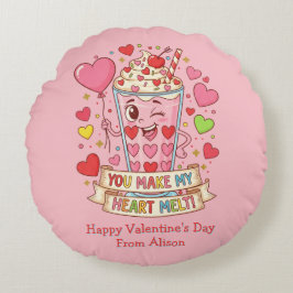 Personalized Cute Milkshake Valentine Rundes Kissen