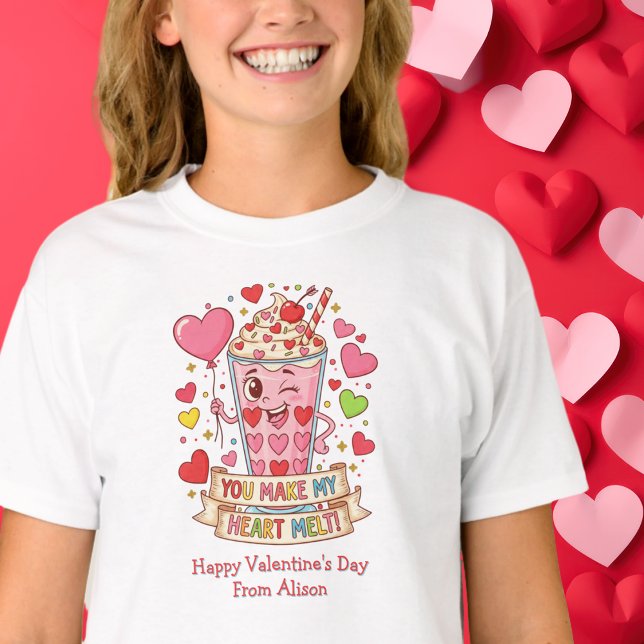 Personalized Cute Milkshake Valentine T-Shirt (Von Creator hochgeladen)