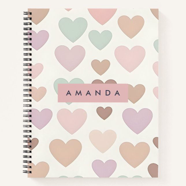 Personalized Cute Minimal Heart Pastel Notizbuch (Vorderseite)