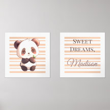 Personalized Cute Panda Nursery Print Set