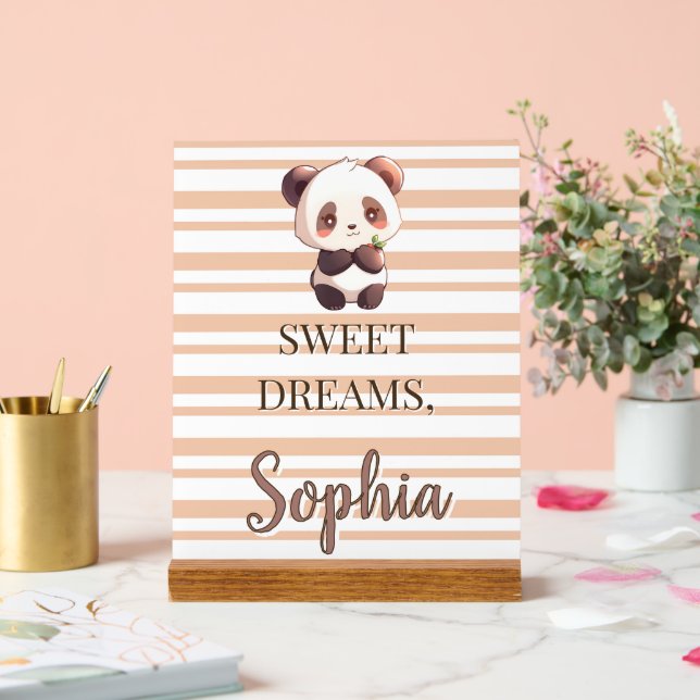 Personalized Cute Panda Sweet Dreams Acrylschild (Hochzeit)