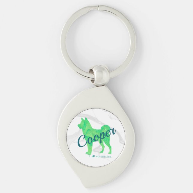 Personalized Cute Pastel Green Shiba Inu - Dog Schlüsselanhänger (Vorderseite)