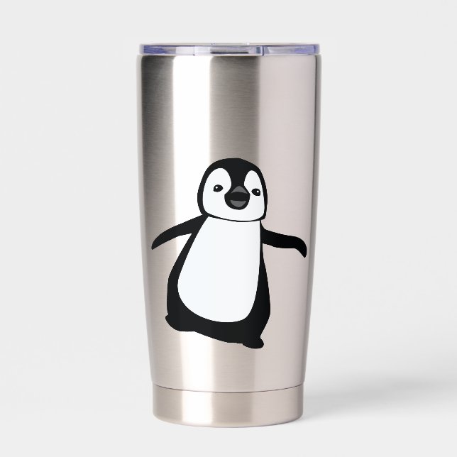 Personalized Cute Penguin Custom Name Stai Thermobecher (Vorderseite)