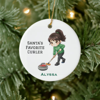 Personalized Cute Personalized Curler/Curling  Keramik Ornament