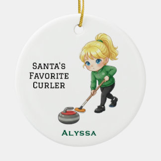 Personalized Cute Personalized Curler/Curling  Keramik Ornament