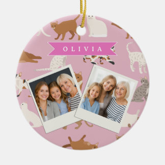 Personalized Cute Pink Cat Pattern Gift Cat Lover Keramik Ornament