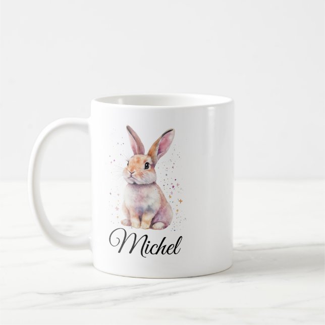 Personalized Cute Rabbit Bunny Coffee Mug (Gauche)