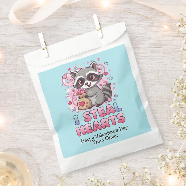 Personalized Cute Raccoon Classroom Valentine Geschenktütchen (Ausgeschnitten)