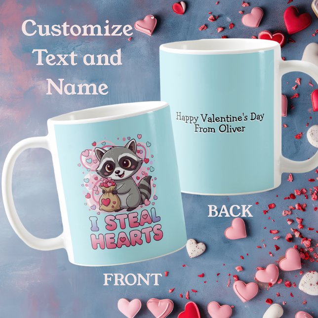 Personalized Cute Raccoon Valentine's Day Kaffeetasse (Von Creator hochgeladen)