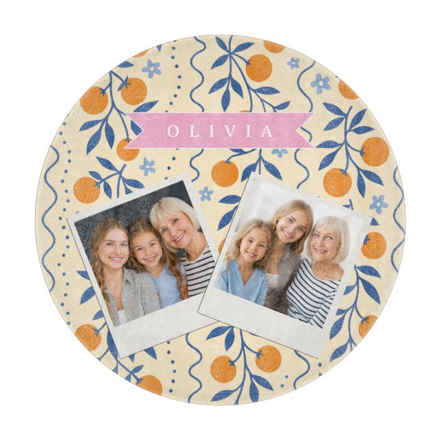 Personalized cute retro citrus folk pattern schneidebrett (Vorderseite)