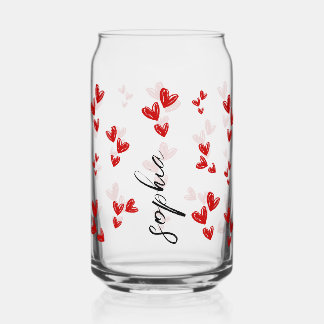 personalized cute Valentine gift - red hearts Dosenglas