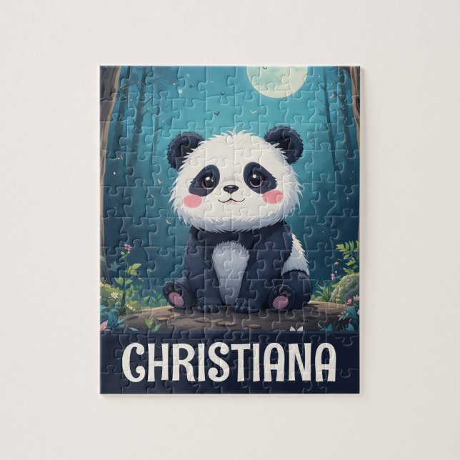 Personalized Cute Whimsical Panda in a Forest (Vertikal)