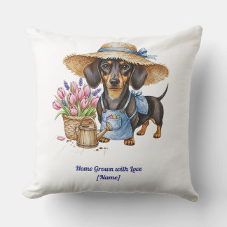 Personalized Dachshund Garden Throw Pillow Kissen