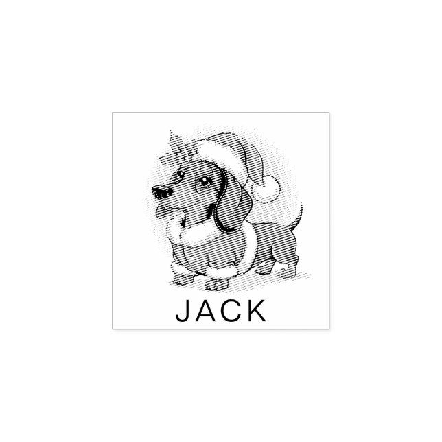 Personalized Dachshund in Santa Hat Christmas      Gummistempel (Prägung)