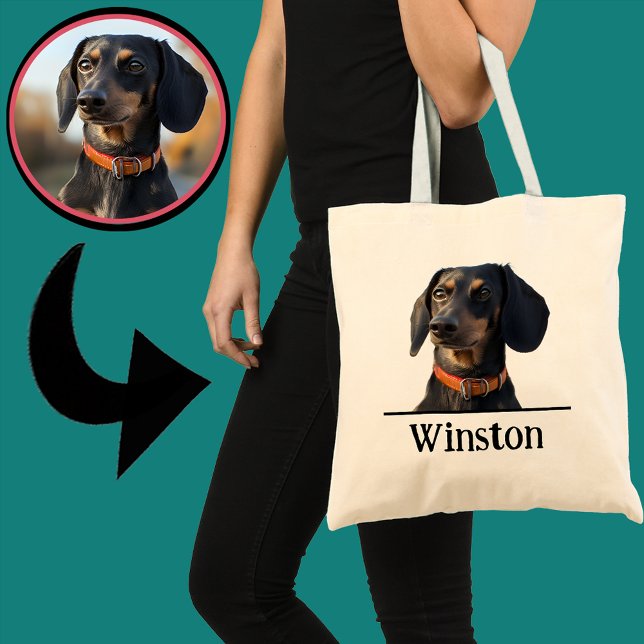 Personalized Dachshund Tote–Custom Pet Portrait Tragetasche (Von Creator hochgeladen)