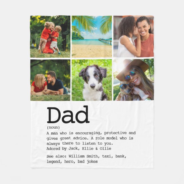 Personalized Dad Definition Photo Collage Fleecedecke (Vorderseite)