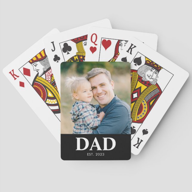 Personalized Dad Established Photo Fathers Day Spielkarten (Rückseite)