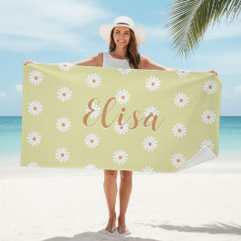 Personalized Daisy Beach Towel, Custom Beach Towel Strandtuch