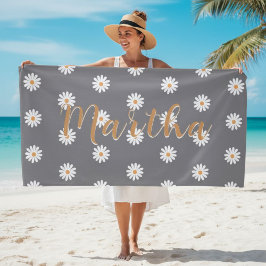 Personalized Daisy Beach Towel, Custom Beach Towel Strandtuch