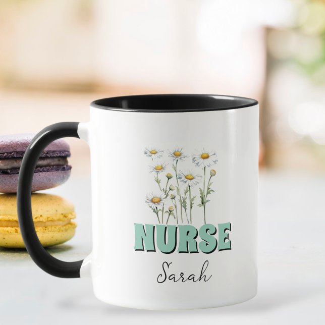 Personalized Daisy Flowers Nurse Coffee Mug  Tasse (Von Creator hochgeladen)