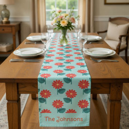 Personalized Daisy Pattern Table Runner Kurzer Tischläufer