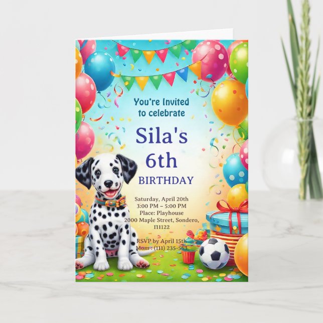 Personalized Dalmatian Birthday Invitation (Devant)