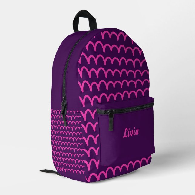 Personalized Dark Neon/Pink Handwriting Bedruckter Rucksack (Rückseitige Ecke links)
