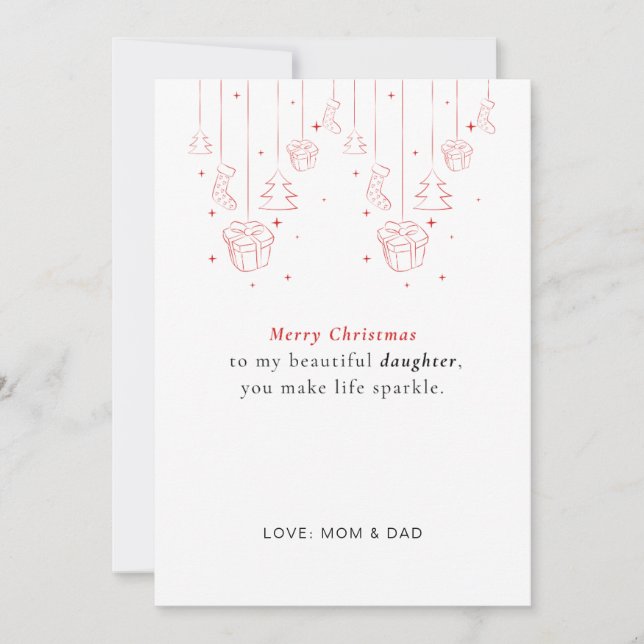  Personalized Daughter Christmas Card Feiertagskarte (Vorderseite)