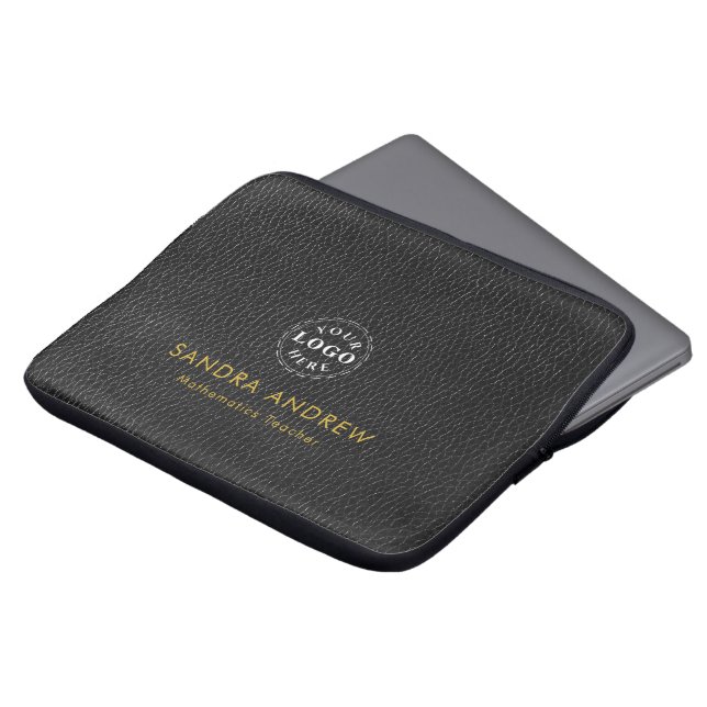 Personalized Detail Black Texture Laptop Sleeve (Vorne Oben)