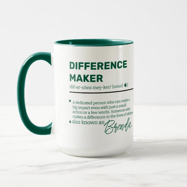Personalized Difference Maker Mug, Appreciation  M Tasse (Links)