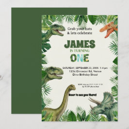Personalized Dino 1st Birthday Invitation Suite Einladung