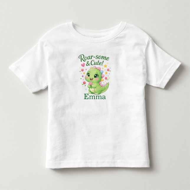 Personalized Dinosaur Birthday Girl Shirt (Vorderseite)