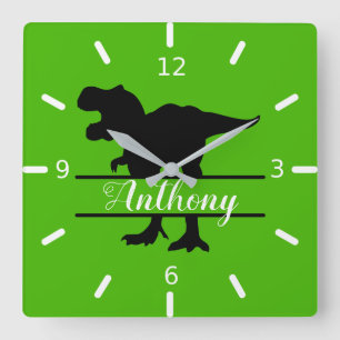 Personalized Dinosaur Square Wall Clock Quadratische Wanduhr